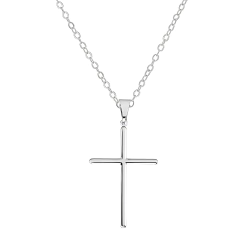 Par casal colar corrente crucifixo cruz prateado aço 316l