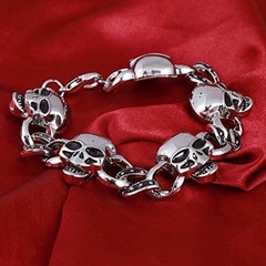 Pulseira Bracelete caveira inox motociclista rock gótico - comprar online
