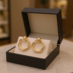 Brinco Feminino Argola Trançada Genevieve Banhado A Ouro Aço - Judith Jóias 