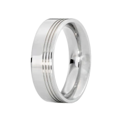 Aliança Anel Feminino Masculino Friso Risco Lateral Aço na internet