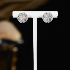 Brinco Orgânico Tresse Aço Antialérgico Banhado A Ouro Luxo - Judith Jóias 