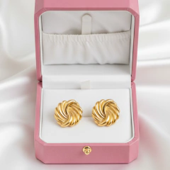 Brinco Orgânico Tresse Aço Antialérgico Banhado A Ouro Luxo na internet