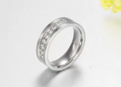 Aliança De Compromisso Feminina Titânio prateado com brilhantes