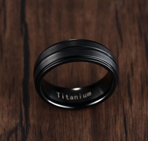 Par de anéis preto titânio ( cod. TR-012B )