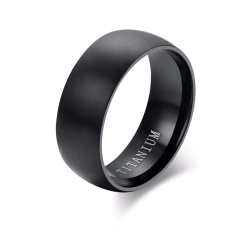 Anel preto em titânio banhado a ródio negro 8 mm - comprar online