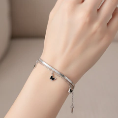 Pulseira Feminina Dupla Borboleta Faye Em Aço Presente Luxo - comprar online