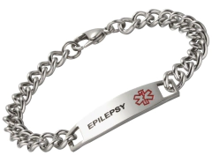 Pulseira bracelete alerta aviso médico epilepsia aço inox na internet