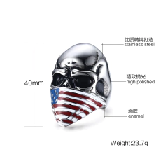 Anel masculino caveira bandana americana aço inoxidável na internet