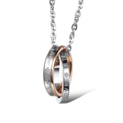 Colar Casal Forever Love Banhado A Ouro Rosê e Ródio - Judith Jóias 