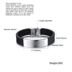 Pulseira em silicone e aço Inox com oração pai nosso gravado a laser ( cod. BS-016 ) - loja online