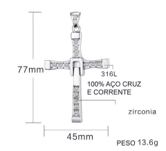 Colar cordão cruz ae aço 316l toretto velozes e furiosos! ( cod. PN-313 ) - Judith Jóias 
