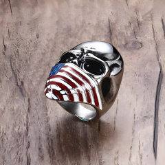 Anel masculino caveira bandana americana aço inoxidável - loja online