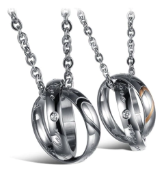 Colar casais namorados  prateado banhado a ródio e ouro rosê - loja online