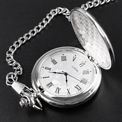 Relógio de Bolso Liso Número Romano Prateado - comprar online