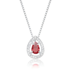 Colar Cassie Gota Vermelho Prata 925