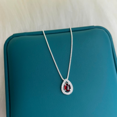 Colar Cassie Gota Vermelho Prata 925 - Judith Jóias 