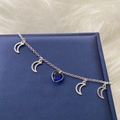 Tornozeleira Coração Lua Mila Prata 925 na internet