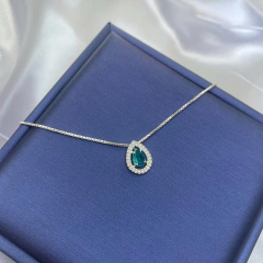 Colar Cassie Gota Verde Água Prata 925 na internet