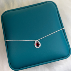 Colar Cassie Gota Vermelho Prata 925 - loja online