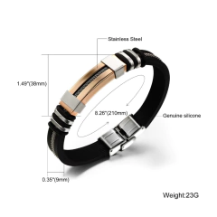 Pulseira masculina Ethan em silicone e aço inox