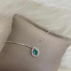 Colar Cassie Gota Verde Água Prata 925 - loja online