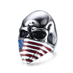 Anel masculino caveira bandana americana aço inoxidável