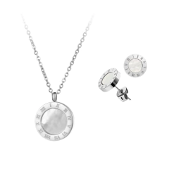 Conjunto feminino de colar e brinco Madre Pérola