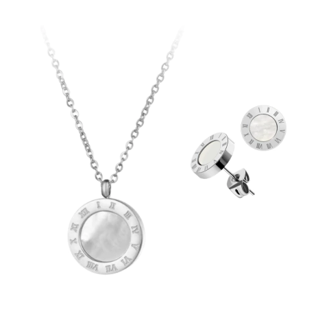 Conjunto feminino de colar e brinco Madre Pérola