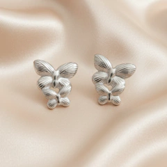 Brinco Feminino Design Borboleta Elara Banhado Ouro Aço Inox