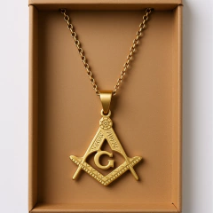 Colar Pingente Maçonaria Solomon Banhado Ouro 60 Cm Aço Inox na internet