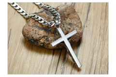 Colar cordão corrente crucifixo cruz Jesus Inri 100% aço - comprar online