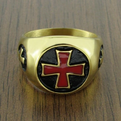 Anel masculino cruz de malta banhado a ouro 18k - loja online