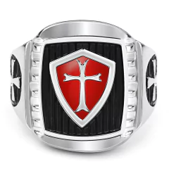 Anel maçom mestre ordem dos cavaleiros templários aço 316l - comprar online