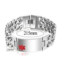 Pulseira bracelete aço cirúrgico medicina alerta sintomas/doenças ( cod. BR-101 ) - loja online