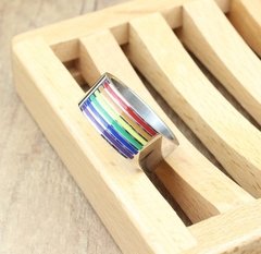 Anel 10mm orgulho lgbt Arco-íris em aço cirúrgico 316l ( cod. PR-006) - Judith Jóias 
