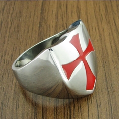 Anel masculino escudo cruz malta templário aço - loja online