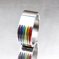 Anel 10mm orgulho lgbt Arco-íris em aço cirúrgico 316l ( cod. PR-006) - loja online