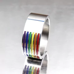 Anel 10mm orgulho lgbt Arco-íris em aço cirúrgico 316l ( cod. PR-006) - loja online