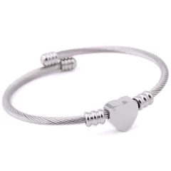 Pulseira bracelete coração aço inox feminino - Judith Jóias 