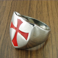Anel masculino escudo cruz malta templário aço - comprar online