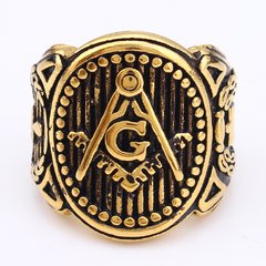 Anel maçom maçonico masculino aço 316l banhado a ouro 18k - comprar online