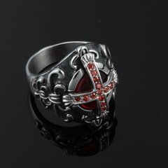 Anel masculino em titânio cruz de malta rubi gótico templário medieval moto ( cod. RC-051 ) - comprar online