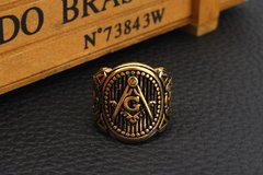 Anel maçom maçonico masculino aço 316l banhado a ouro 18k na internet