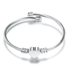 Pulseira bracelete coração aço inox feminino - loja online