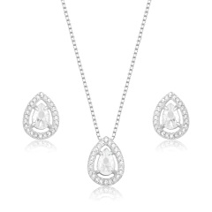Conjunto Cassie Gota Transparente Prata 925