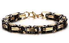 Bracelete pulseira quadrada bizantino preta e dourada
