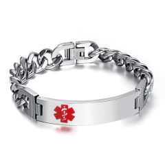 Pulseira bracelete aço cirúrgico medicina alerta sintomas/doenças 12mm ( cod. BR-102 )