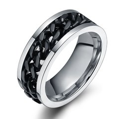 Anel unissex em aço cirúrgico 316l e corrente giratória em ródio ( cod. R-016B ) - comprar online
