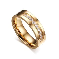 Aliança de compromisso feminina titânio banhado a ouro 18k na internet