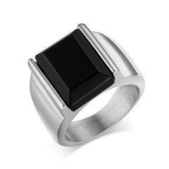 Anel masculino comendador - aço e pedra ágata - comprar online